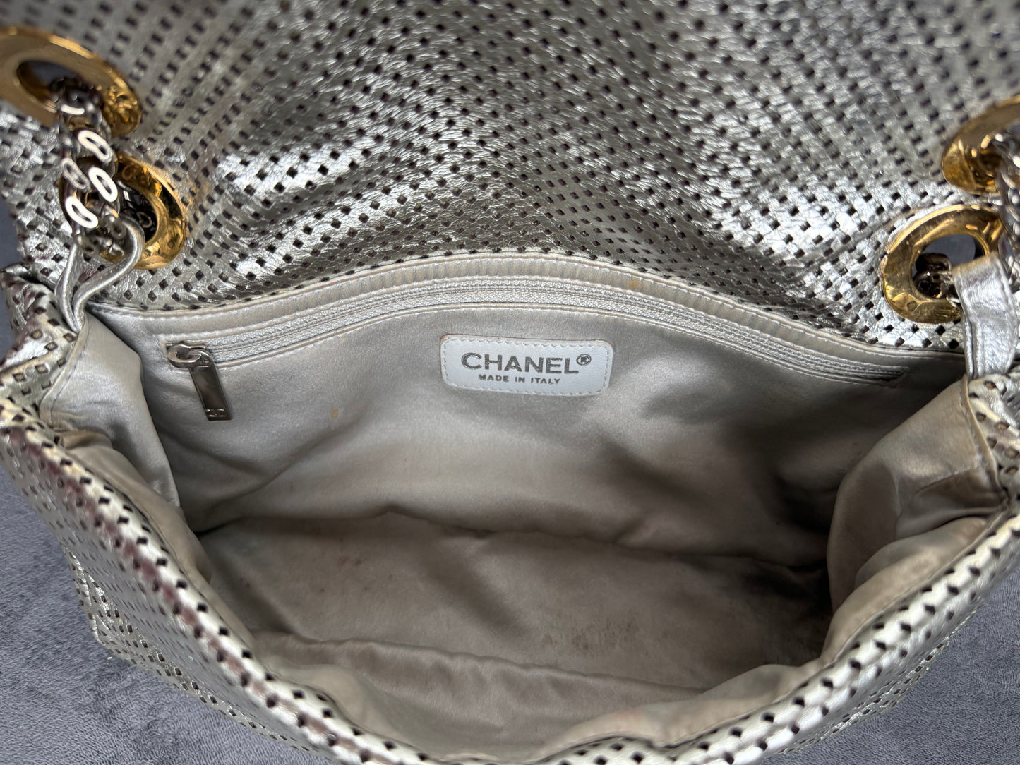 Borsa Chanel 2.55 argento vintage